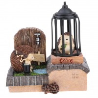 Resin Hedgehog Hut Figurine Mini Night Light Home Gardening Ornaments Decor   382542222934